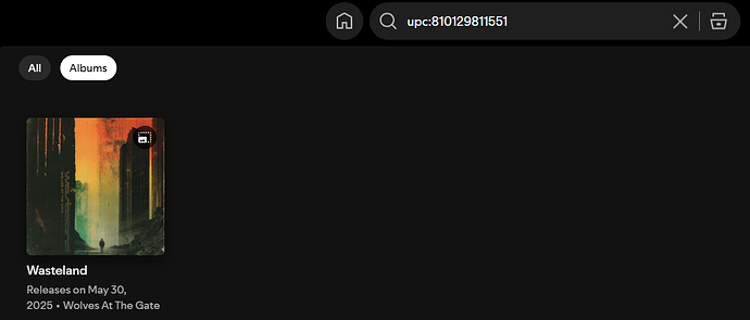 Spotify search results for UPC 810129811551