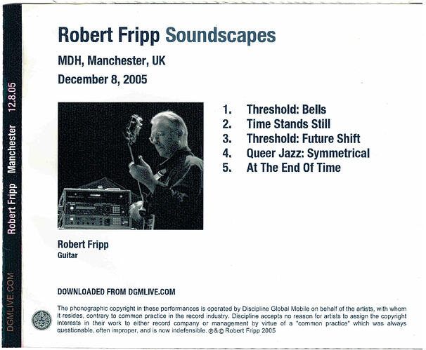 fripp mdh back cover, notice the title on the spine label