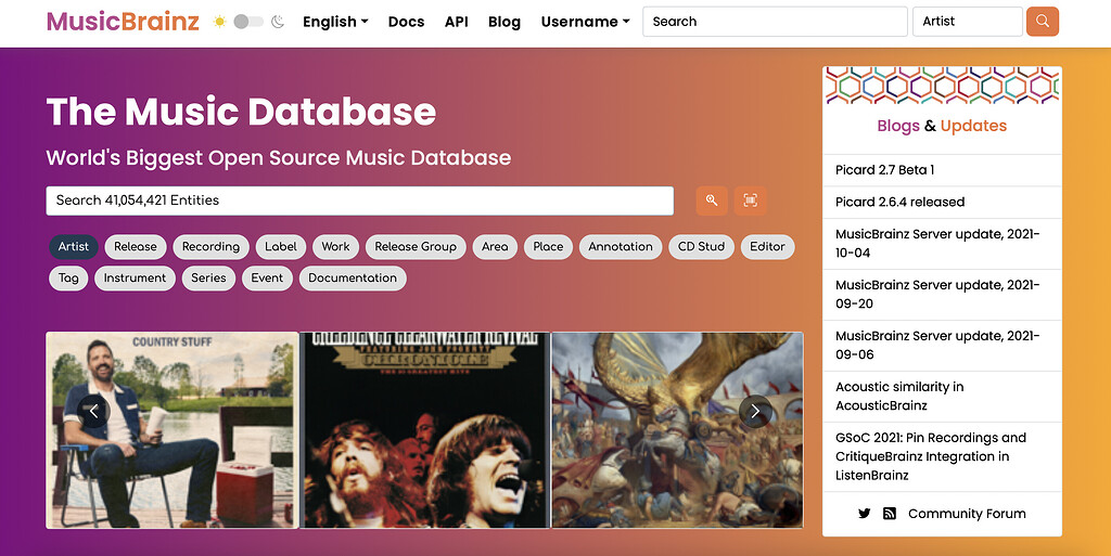 MusicBrainz Web Homepage 2021 - MusicBrainz - MetaBrainz Community ...