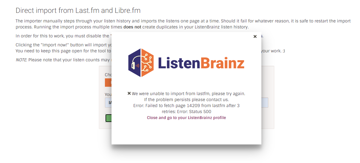 Last.fm Import Issues - ListenBrainz - MetaBrainz Community Discourse