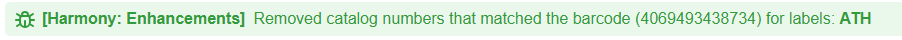 removeBarcodeCatalogNumbers: Log